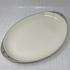 Royal Doulton Frost Pine Oval Serving Tray - grey glaze with simple pine border